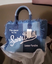Load image into Gallery viewer, St Barth’s Fringe Bag || Denim