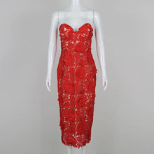 Load image into Gallery viewer, Strapless red lace dress revolve asos house of Cb meshki ohpolly hot Miami styles