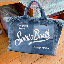 Load image into Gallery viewer, St Barth’s Fringe Bag || Denim