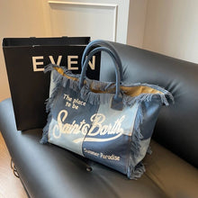 Load image into Gallery viewer, St Barth’s Fringe Bag || Denim