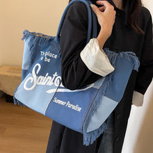 Load image into Gallery viewer, St Barth’s Fringe Bag || Denim