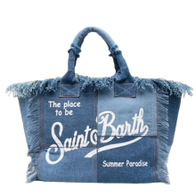 Load image into Gallery viewer, St Barth’s Fringe Bag || Denim