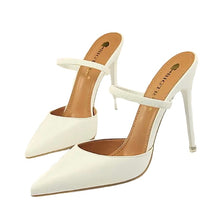 Load image into Gallery viewer, white pointed toe heels