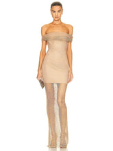 Load image into Gallery viewer, rhinestone mesh maxi dress house of cb