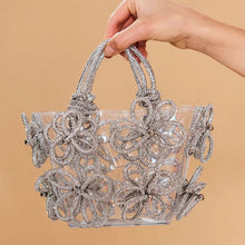 Load image into Gallery viewer, clear purse with crystal flowers
