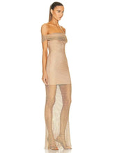Load image into Gallery viewer, rhinestone mesh maxi dress house of cb