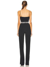 Load image into Gallery viewer, black bandage jumpsuit with rhinestones