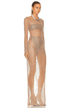 Load image into Gallery viewer, sheer crystal dress beaded maxi dress
