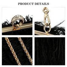 Load image into Gallery viewer, ostrich bag black feather bag
